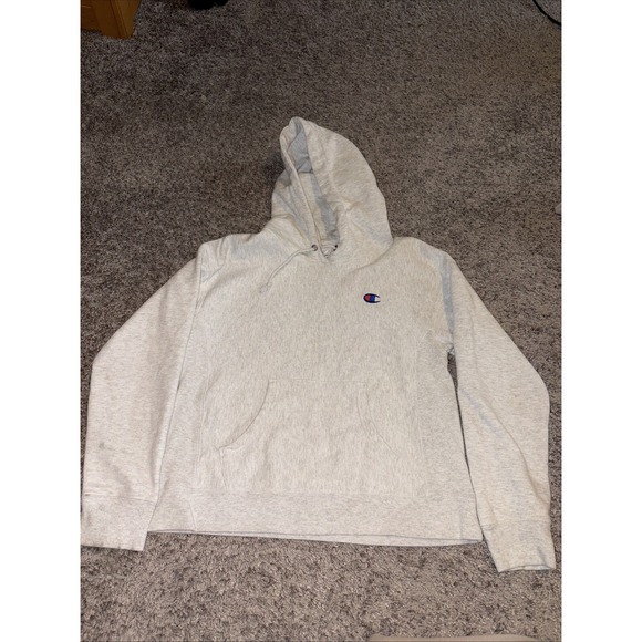 Champion Hoodie Women Small Gray Solid Reverse Weave Sweatshirt Embroidery Logo - Picture 1 of 4